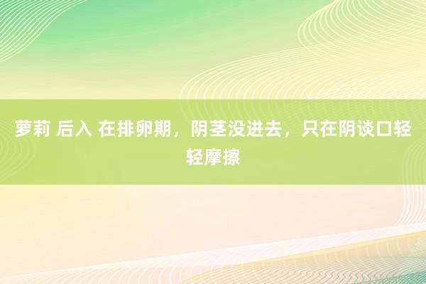 萝莉 后入 在排卵期，阴茎没进去，只在阴谈口轻轻摩擦